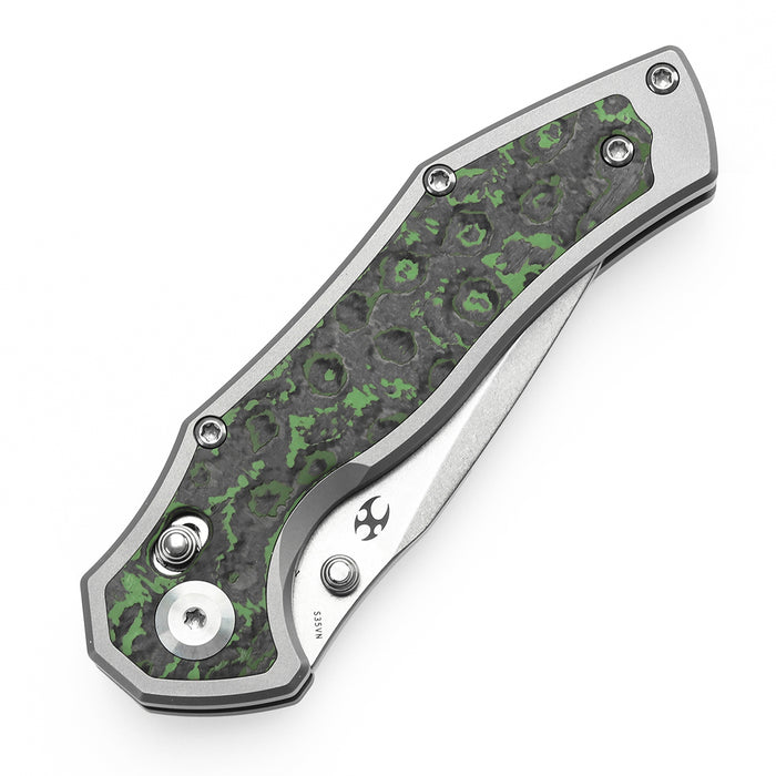 KANSEPT Apollo K2107V1 CPM S35VN Titanium and Jungle Wear Fatcarbon Handle Cross Bar Lock