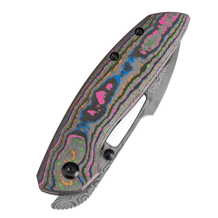 KANSEPT Link K1068A5 Damascus Blade Carbon Fiber Blackwash Titanium Handle Frame Lock