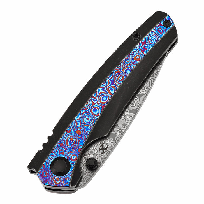 KANSEPT Raven K2109A4 Damascus Blade Titanium wtih Timascus Handle Frame Lock