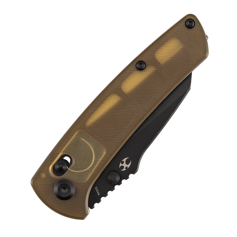Kansept Main Street K1015V4 CPM-S35VN Blade Amber PEI Handle Crossbar Lock Folding Knife