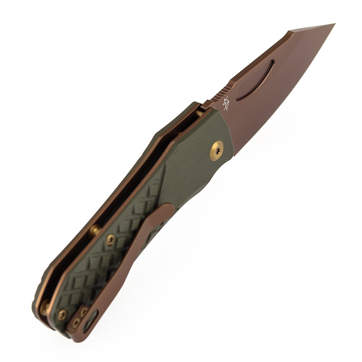 Tenable Loki B1058A4 Rose Gold Nitro-V Blade Olive Green G10 Handle Liner Lock Folding Knife
