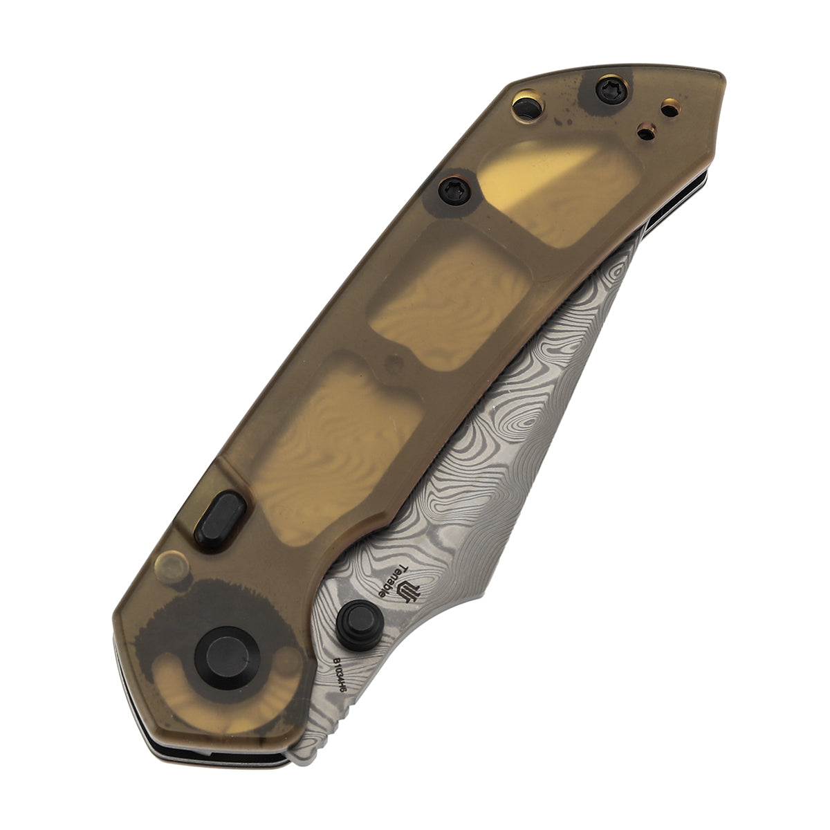 Navaja plegable Tenable Fenrir B1034H6 de hoja de Damasco, mango de PEI y bloqueo Liner Lock superior