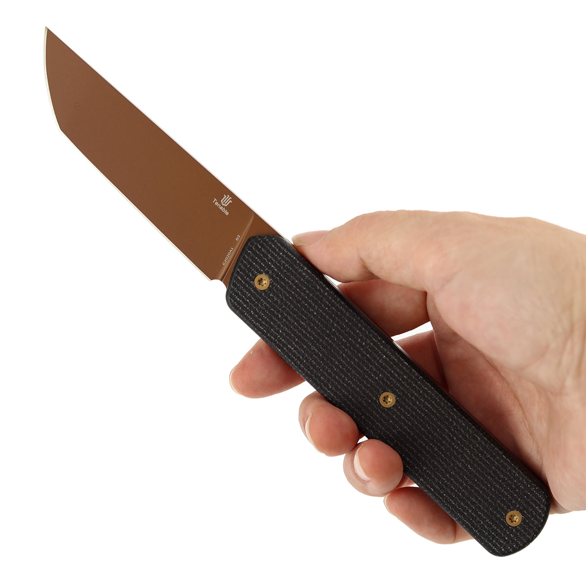 Tenable Foosa G2020A1 Rose Gold D2 Blade Black Micarta Handle Fixed Blade Knife