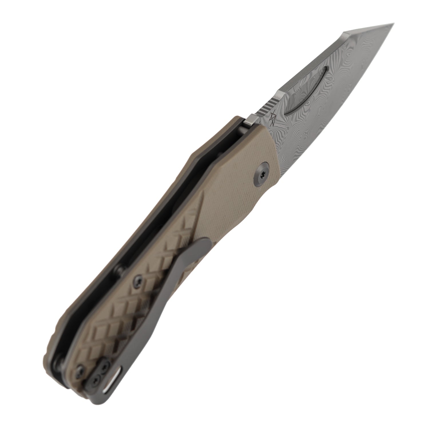 Tenable Loki B1058A3 Water Ripple Damascus Blade Brown G10 Handle Liner Lock Folding Knife