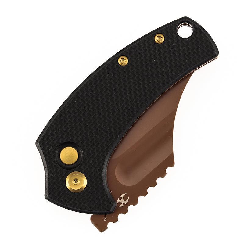 Kansept Wasp T2144F3 Rose Gold Coated 154CM Blade Black G10 Handle Button Lock Folding Knife