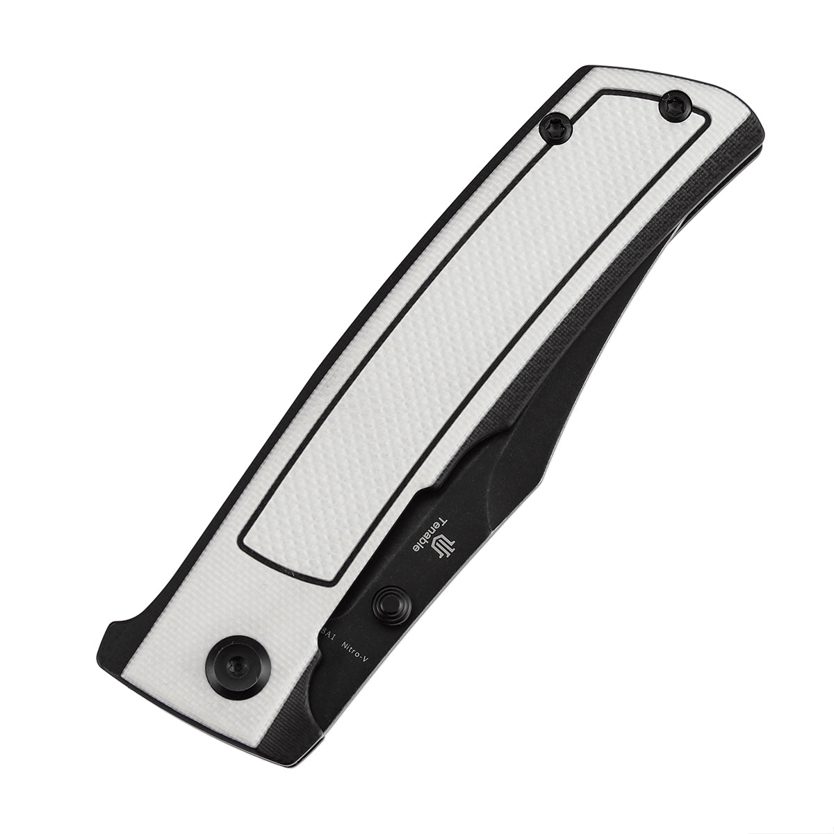 Tenable Bison B2108A1 Blackwash Nitro-V Blade Black & White G10 Handle Liner Lock Folding Knife