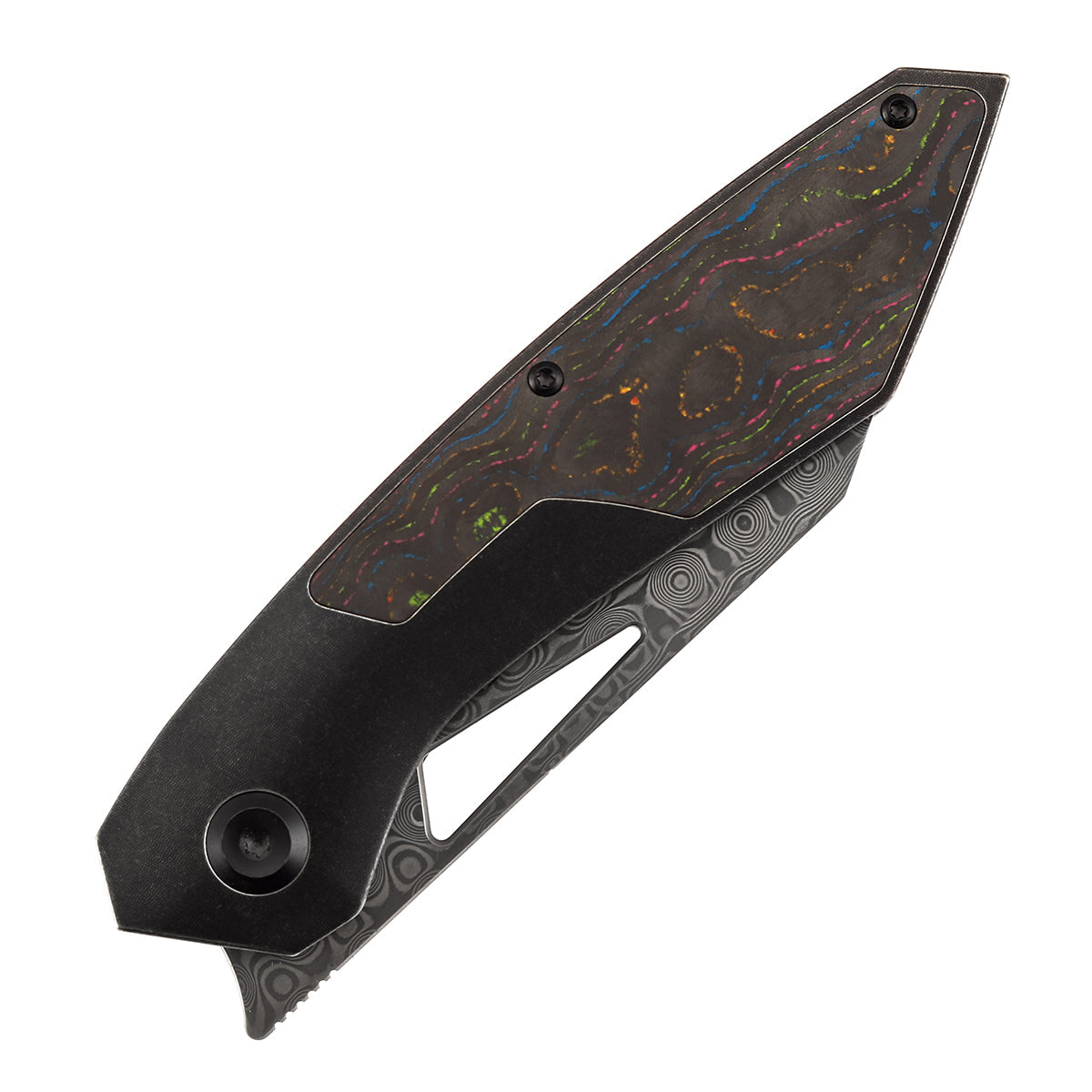 Kansept Strip K1113A4 Damascus Blade Carbon Fiber+Blackwash Titanium Hnadle Frame Lock Folding Knife