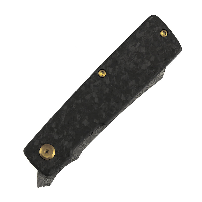 Kansept Higonokami T2135A1 Damascus Blade Shred Carbon Fiber Handle Liner Lock Folding Knife