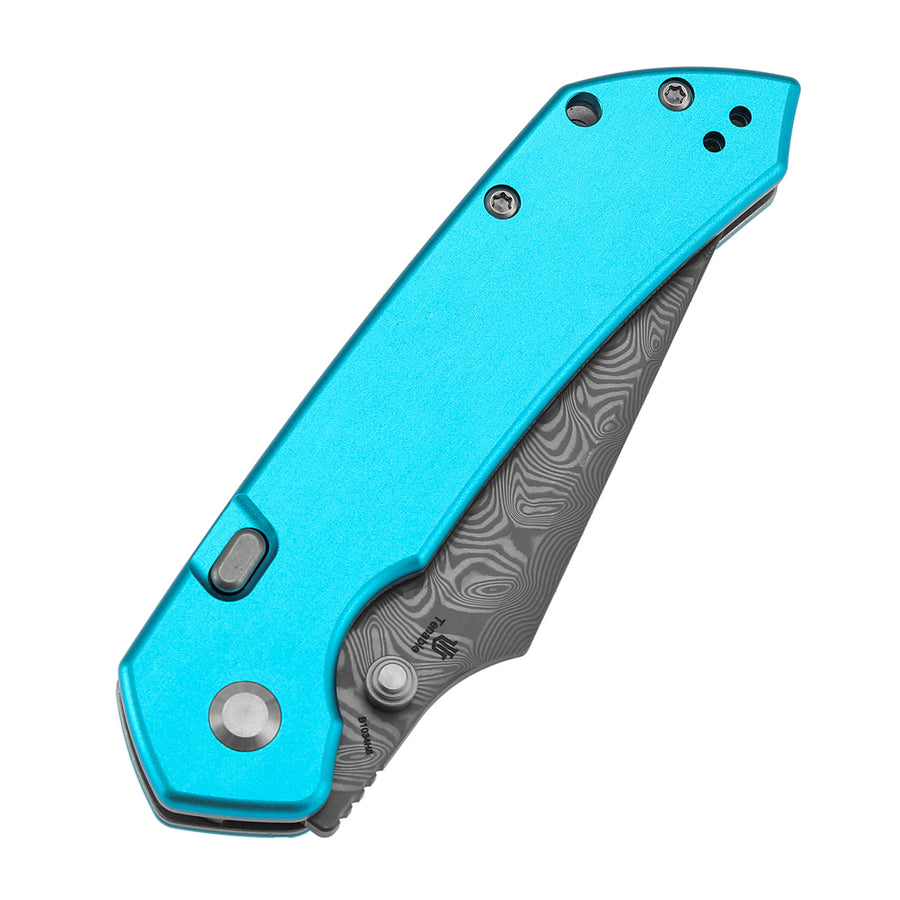 Tenable Fenrir B1034H8 Damascus Blade Aluminum Handle Top Liner Lock Folding Knife