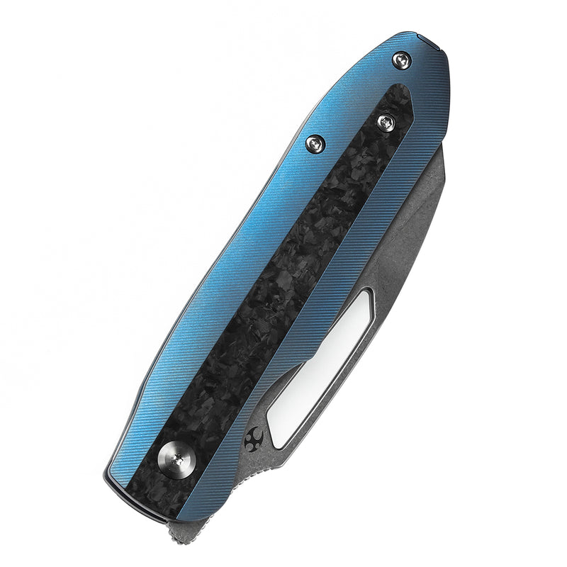 Kansept Thunderhead K1106A3 CPM-S35VN Blade Blue Titanium with Shred Carbon Fiber Inlay Handle Frame Lock Folding Knife