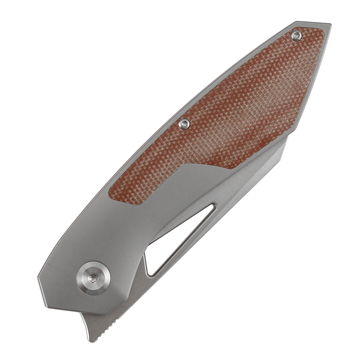 Kansept Strip K1113A3 Magnacut Blade Brown Micarta+Stonewash Titanium Hnadle Frame Lock Folding Knife