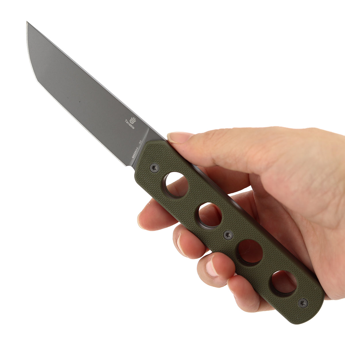 Tenable Foosa G2020A4 Gray TiCn Coated D2 Blade Olive Green G10 Handle Fixed Blade Knife