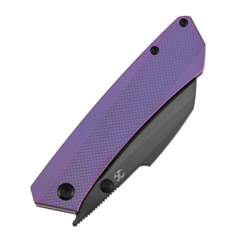 Kansept Contra K1139A5 Mirrior DLC CPM-S90V Blade Purple Anodized Titanium Handle Frame Lock Folding Knife