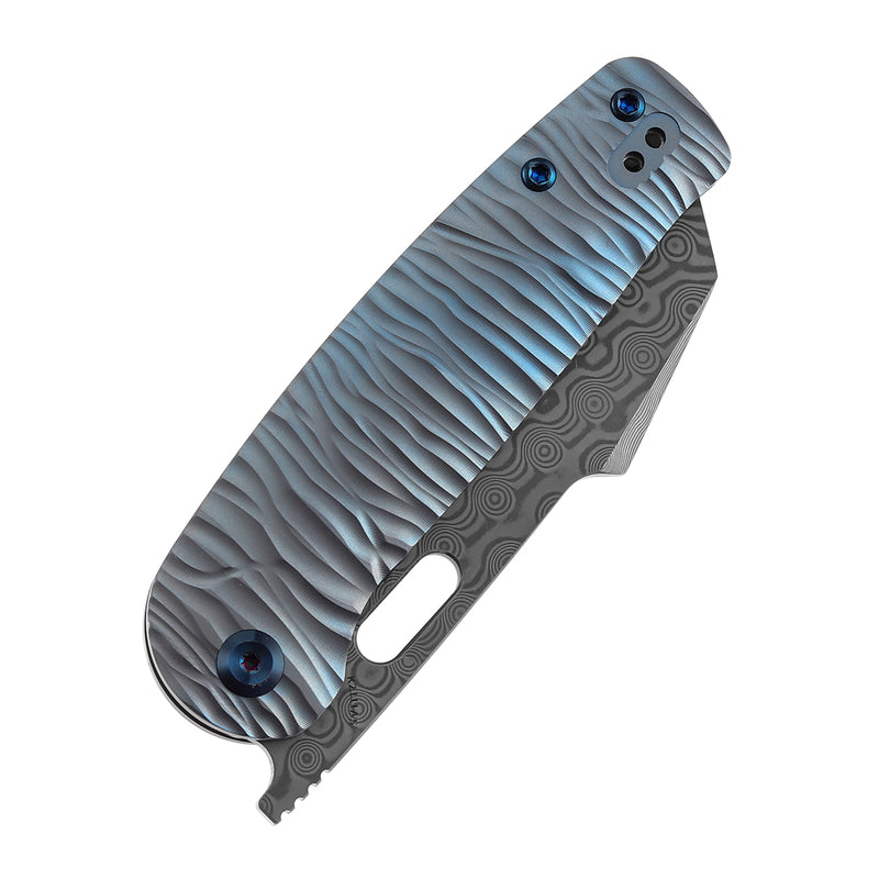 Kansept Orlok K2111A5 Damascus Blade Titanium Handle Nested Liner Lock Folding Knives