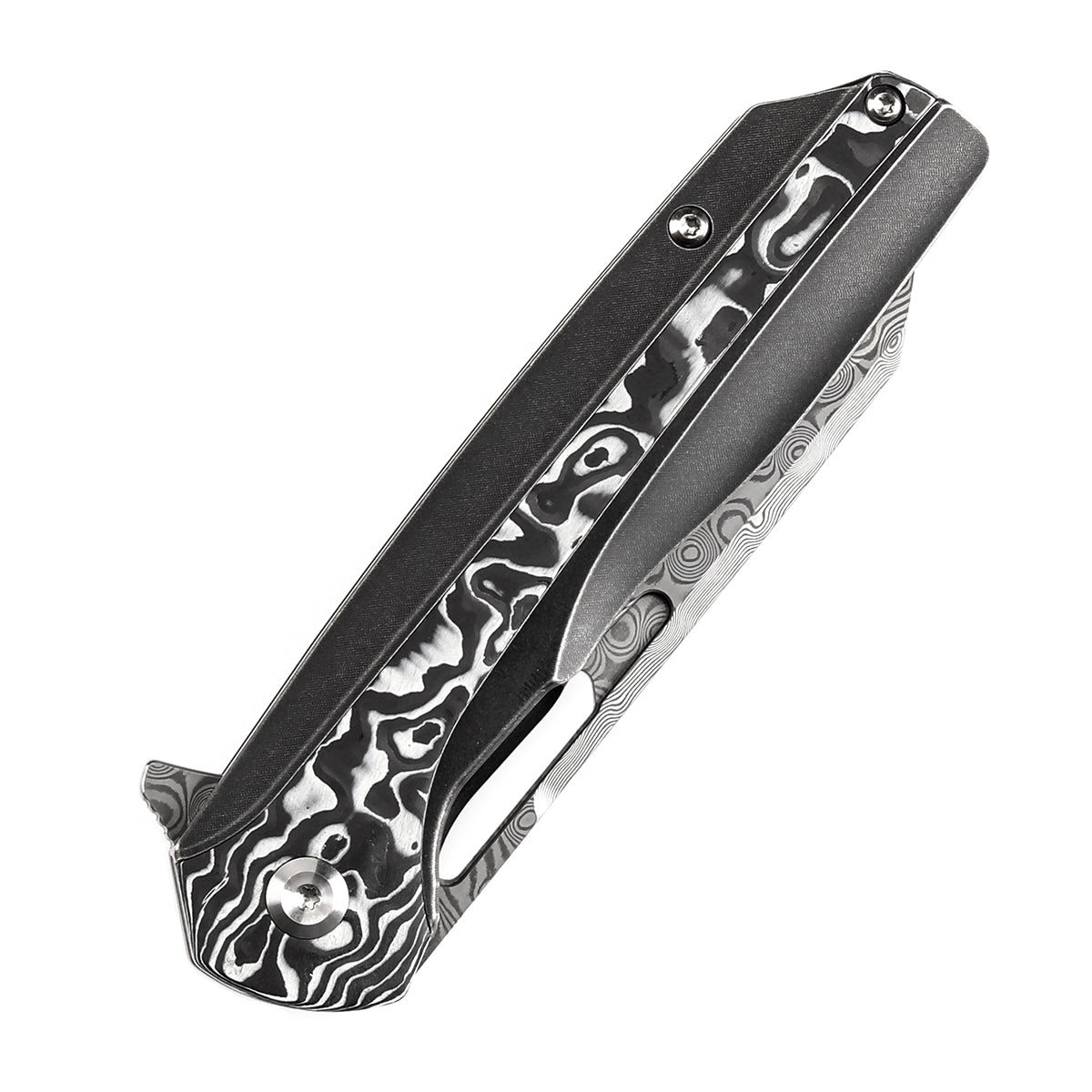 Kansept Shard K1006C3 Damascus Blade White Carbon Fiber Handle Folding Knife
