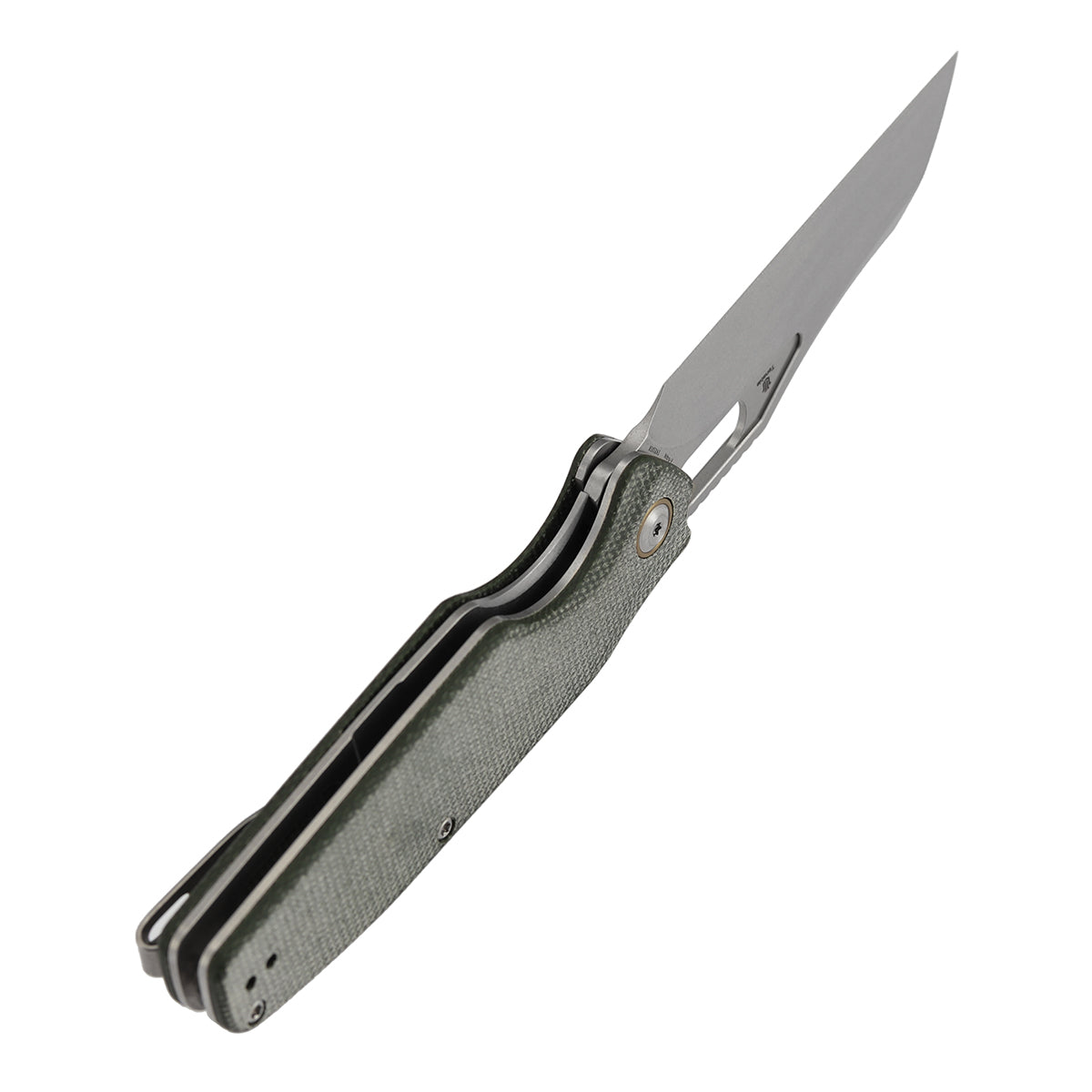 Tenable Tuckamore B1052A1 Stonewashed Nitro-V Blade Green Micarta Handle Liner Lock Folding Knife