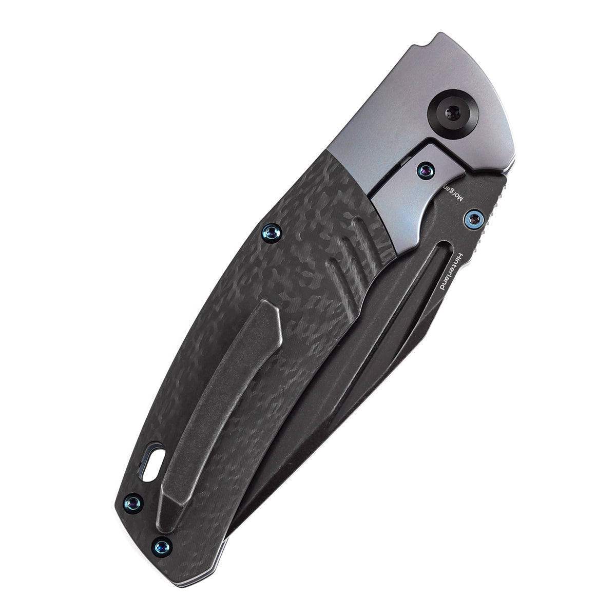 Kansept Hiinterland K1057A1 CPM-S35VN Blade Blue Anodized Titanium + Twill Carbon Fiber Inlay Handle Flipper Knife