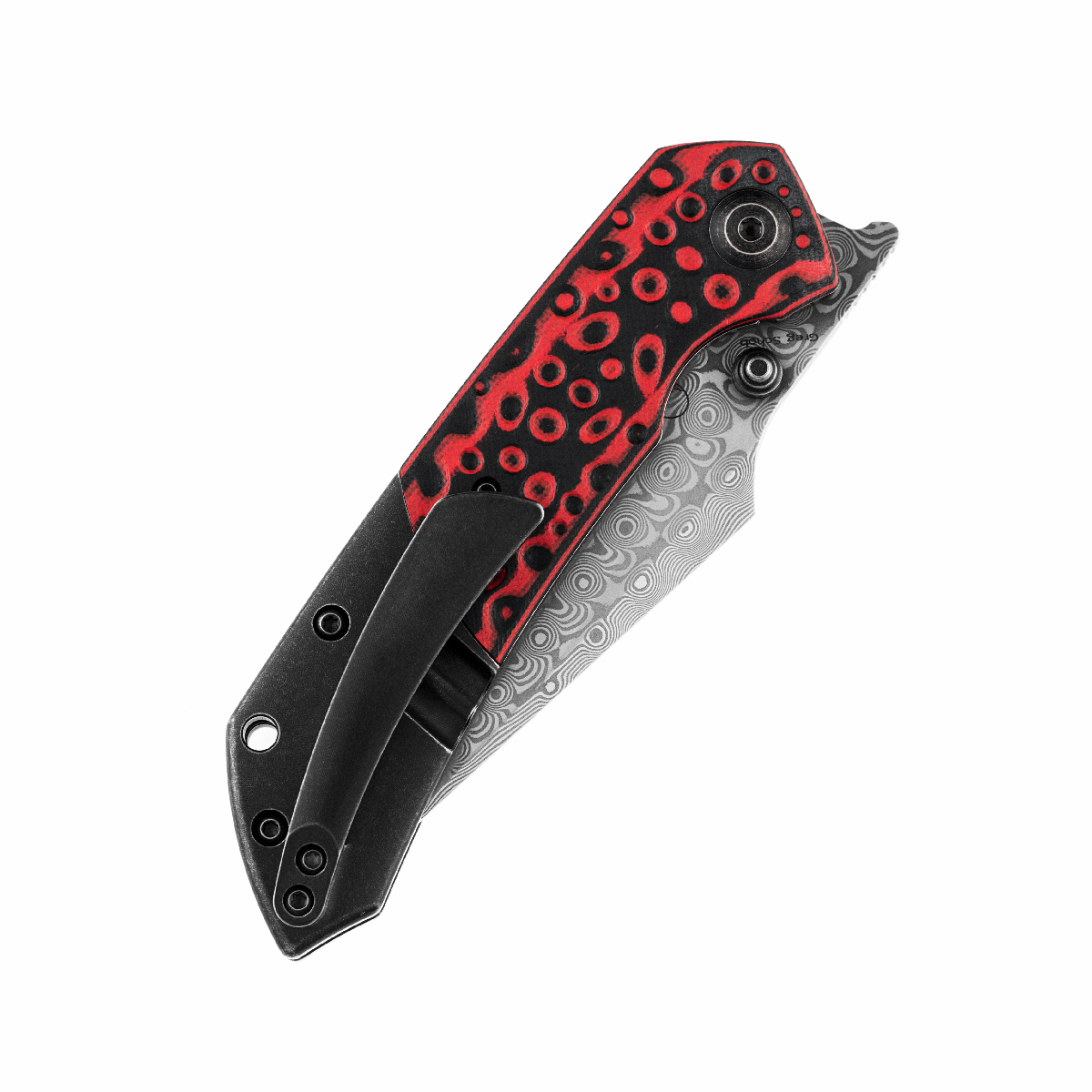 Kansept Fenrir K1034A2 Flipper Knife Damascus Blade G10 Titanium Handle