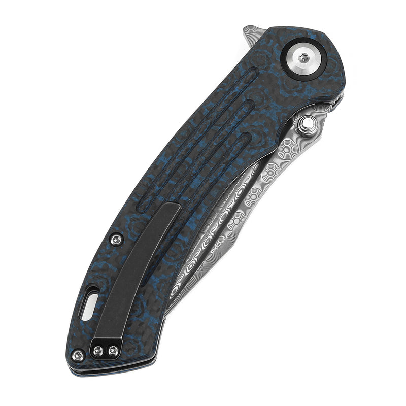 Kansept Pretatout K1032A4 Damascus Blade Carbon Fiber Handle Frame Lock Folding Knives