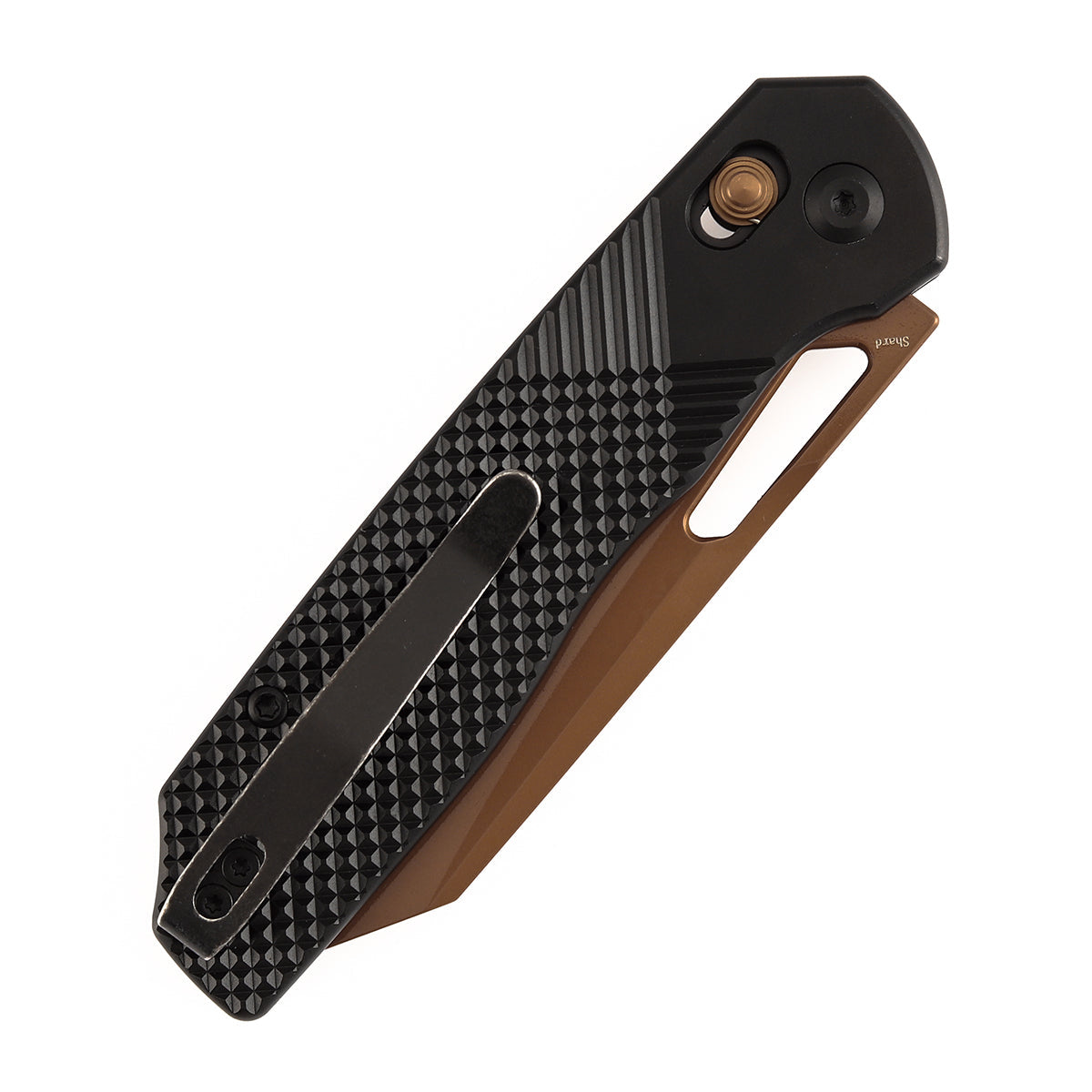Tenable Shard T1006V10 Rose Gold 14C28N Blade Black Aluminum Handle Crossbar Lock Folding Knife
