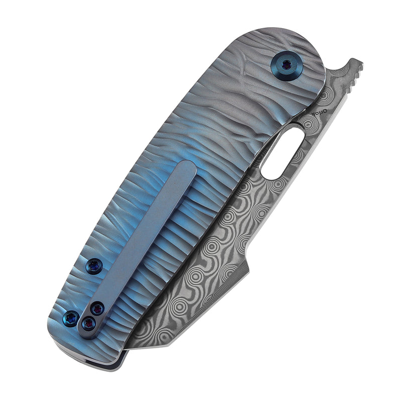 Kansept Orlok K2111A5 Damascus Blade Titanium Handle Nested Liner Lock Folding Knives