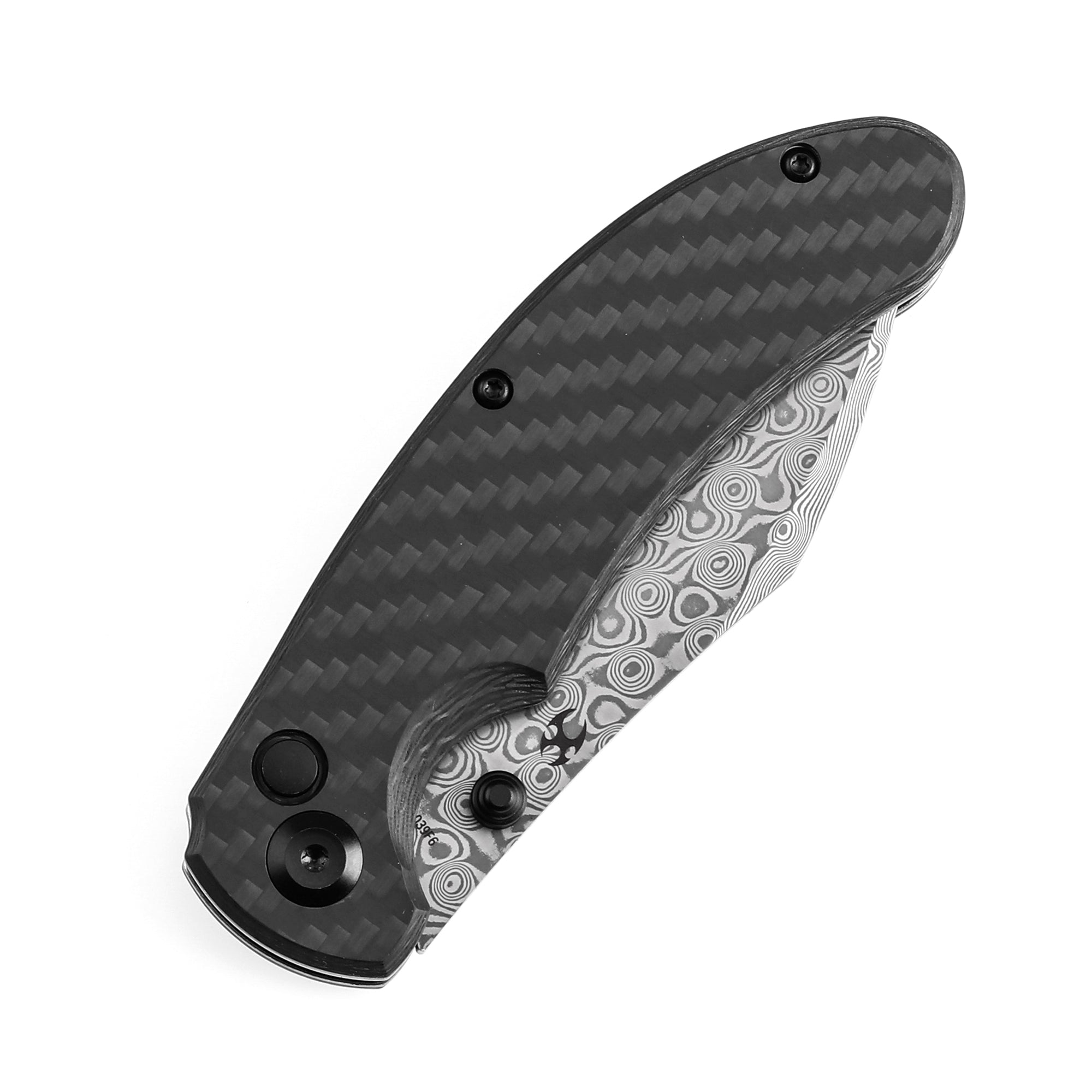 Kansept Nesstreet K1039F6 Damascus Blade Carbon Fiber Handle Folding Knife