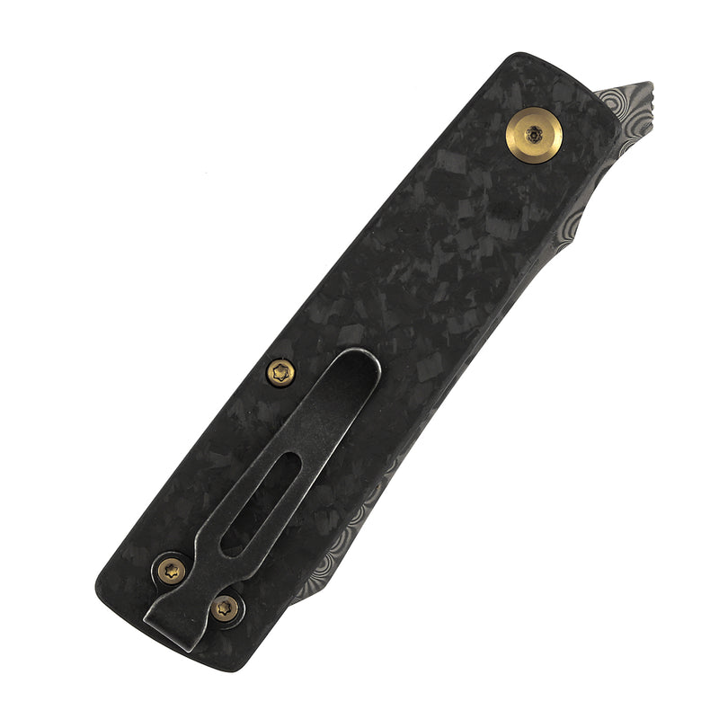 Kansept Higonokami T2135A1 Damascus Blade Shred Carbon Fiber Handle Liner Lock Folding Knife