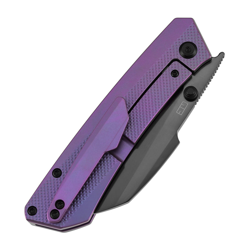 Kansept Contra K1139A5 Mirrior DLC CPM-S90V Blade Purple Anodized Titanium Handle Frame Lock Folding Knife