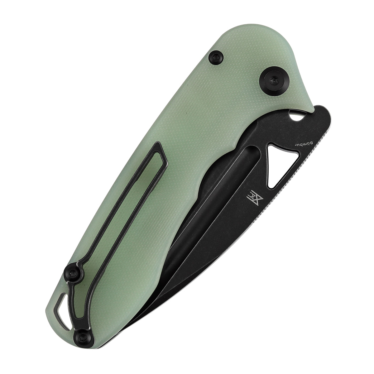 Tenable Bömbur T1054A8 Blackwashed D2 Blade Jade G10 Handle Liner Lock Folding Knife