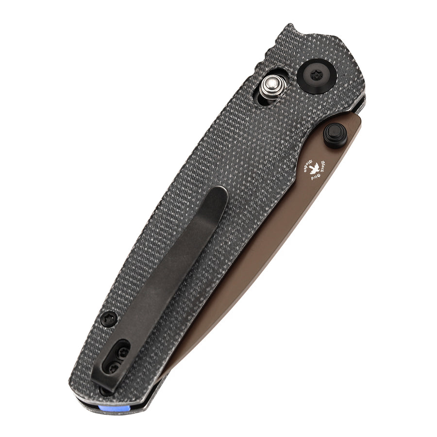 Tenable Raven T2109V6 14C28N Blade Black Micarta Handle Cross Bar Lock Folding Knife