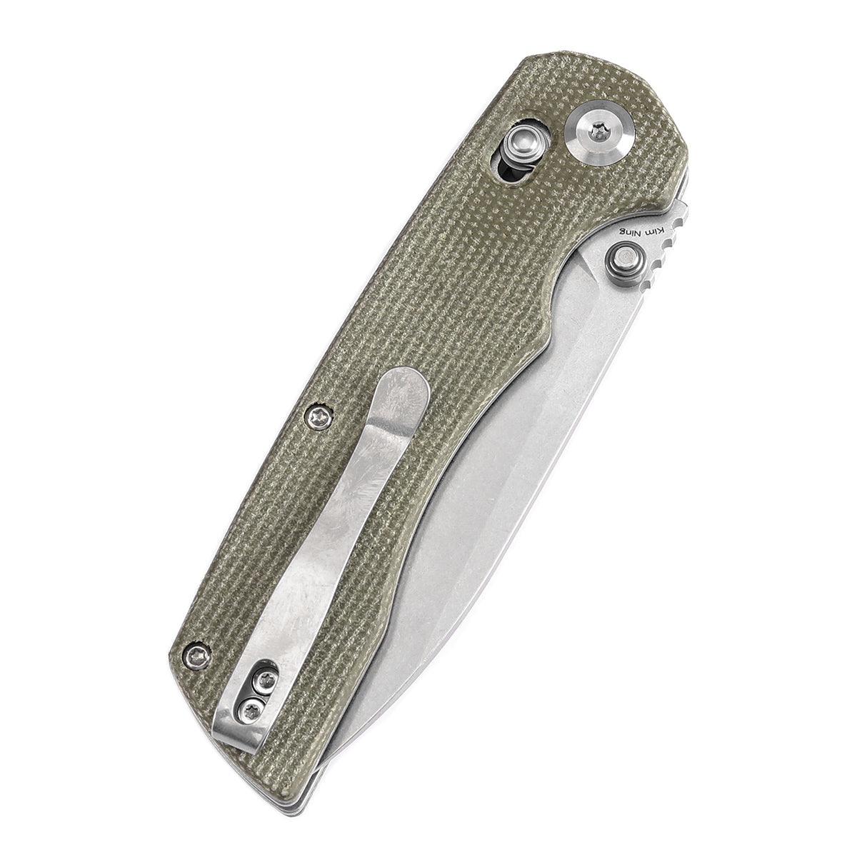 Tenable Kryo T1001V6 Stonewashed 14C28N Blade Green Micarta Handle Crossbar Lock Folding Knife