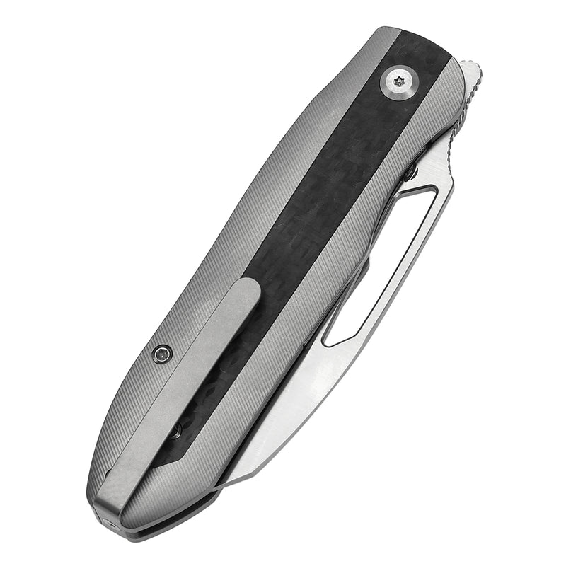 Kansept Thunderhead K1106A2 CPM-S35VN Blade Beadblasted Titanium with Twill Carbon FIber Inlay Handle Frame Lock Folding Knife