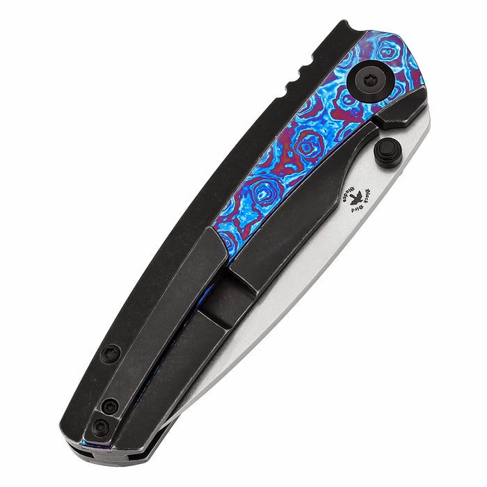 KANSEPT Raven K2109A5 CPM 20CV Blade Titanium wtih Timascus Handle Frame Lock