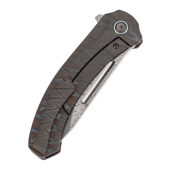 KANSEPT Knives Hira K1090A5 Damascus Blade Titanium Handle Frame Lock