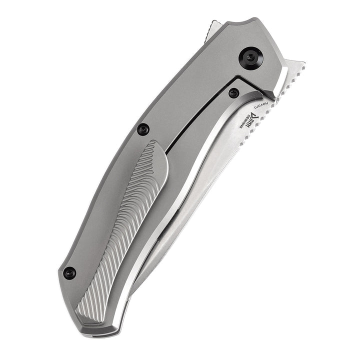 KANSEPT HAVØRN K1069A2 CPM S35VN Blade Titanium with Rose Pattern Black & White Carbon Fiber Inlay Handle Frame Lock