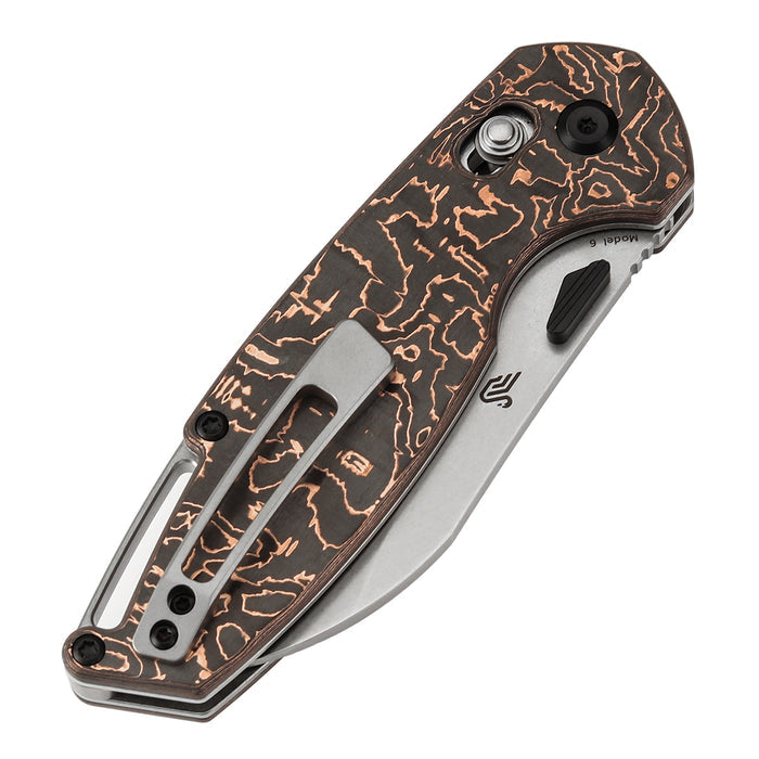KANSEPT Model 6 K1022V2 CPM S35VN Blade Copper Carbon Fiber Handle Crossbar Lock Knife