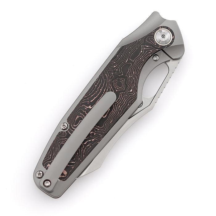 Kansept Tuckamore K1052A2 Folding Knife CPM-20CV Blade Titanium + Copper Carbon Fiber Handle Frame Lock