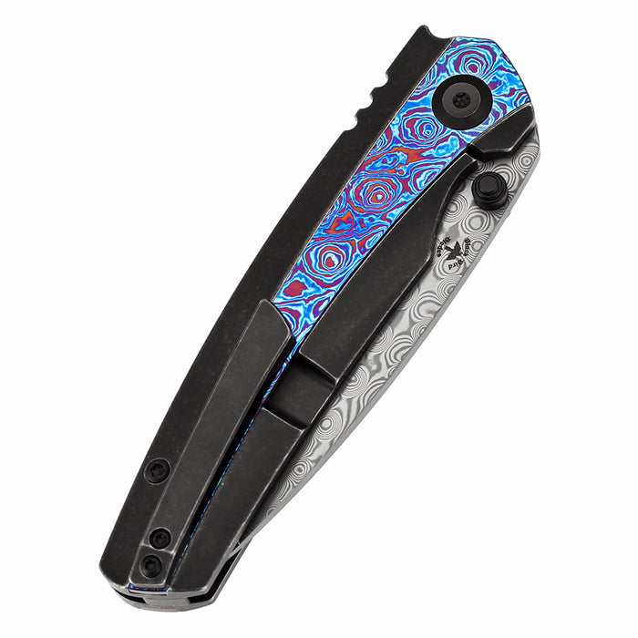KANSEPT Raven K2109A4 Damascus Blade Titanium wtih Timascus Handle Frame Lock