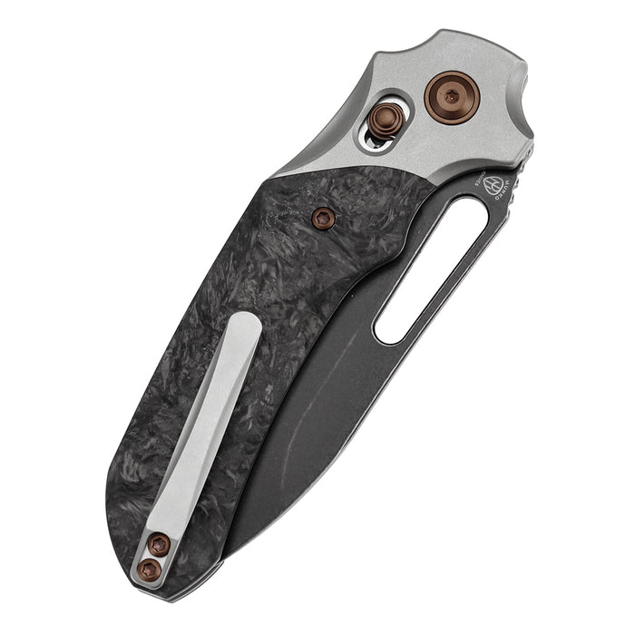 KANSEPT Quasar K1099V1 CPM 20CV Blade Titanium with Dark Matter Glow FatCarbon Handle Cross Bar Lock
