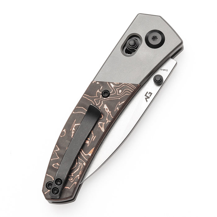 KANSEPT Dako K1101V2 CPM S35VN Blade Cross Bar Lock Titanium with Copper Carbon Fiber Handle