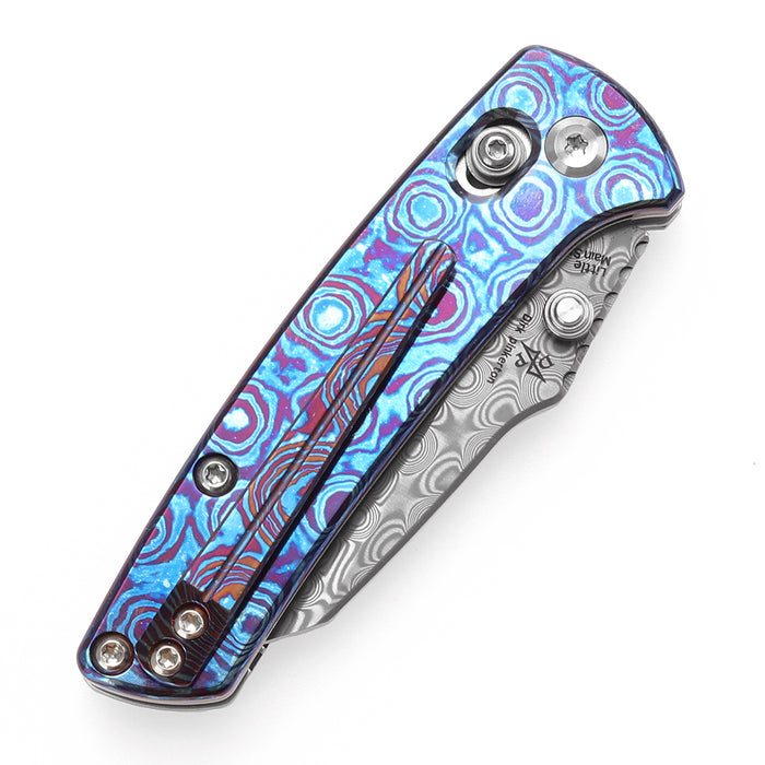 KANSEPT Little Main Street K2015V3 Damascus Blade Timascus Handle Cross Bar Lock