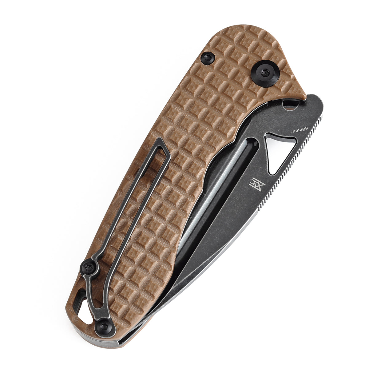 Tenable Bömbur T1054A2 Blackwash D2 Blade Brown G10 Handle Liner Lock Folding Knife