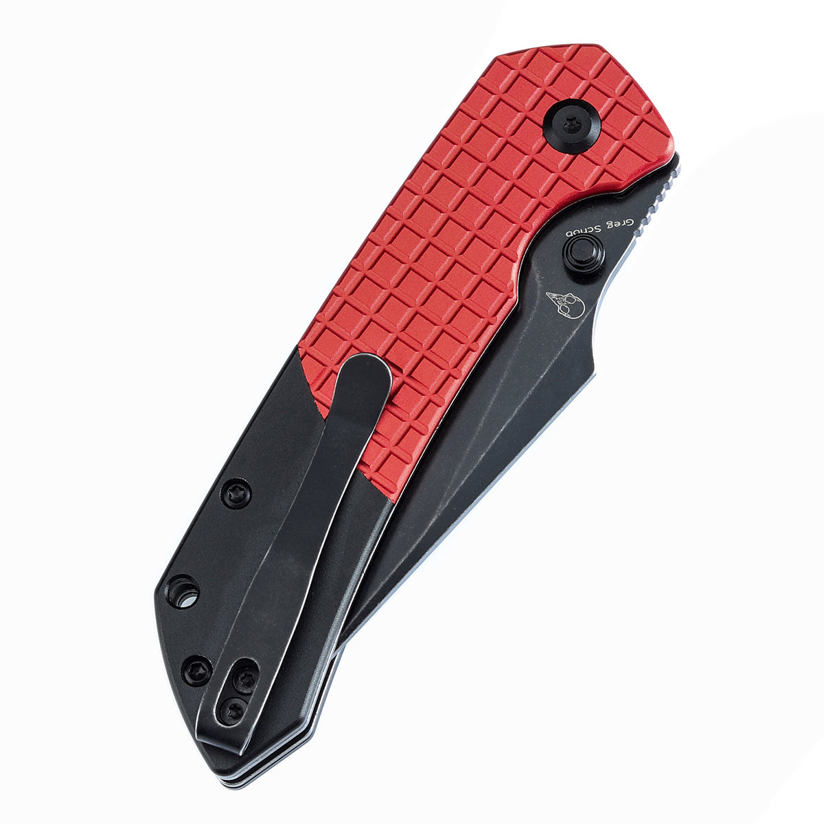 Tenable Fenrir T1034S3 Blackwash 14C28N Blade Dark Red Aluminum Handle Button Lock Folding Knife