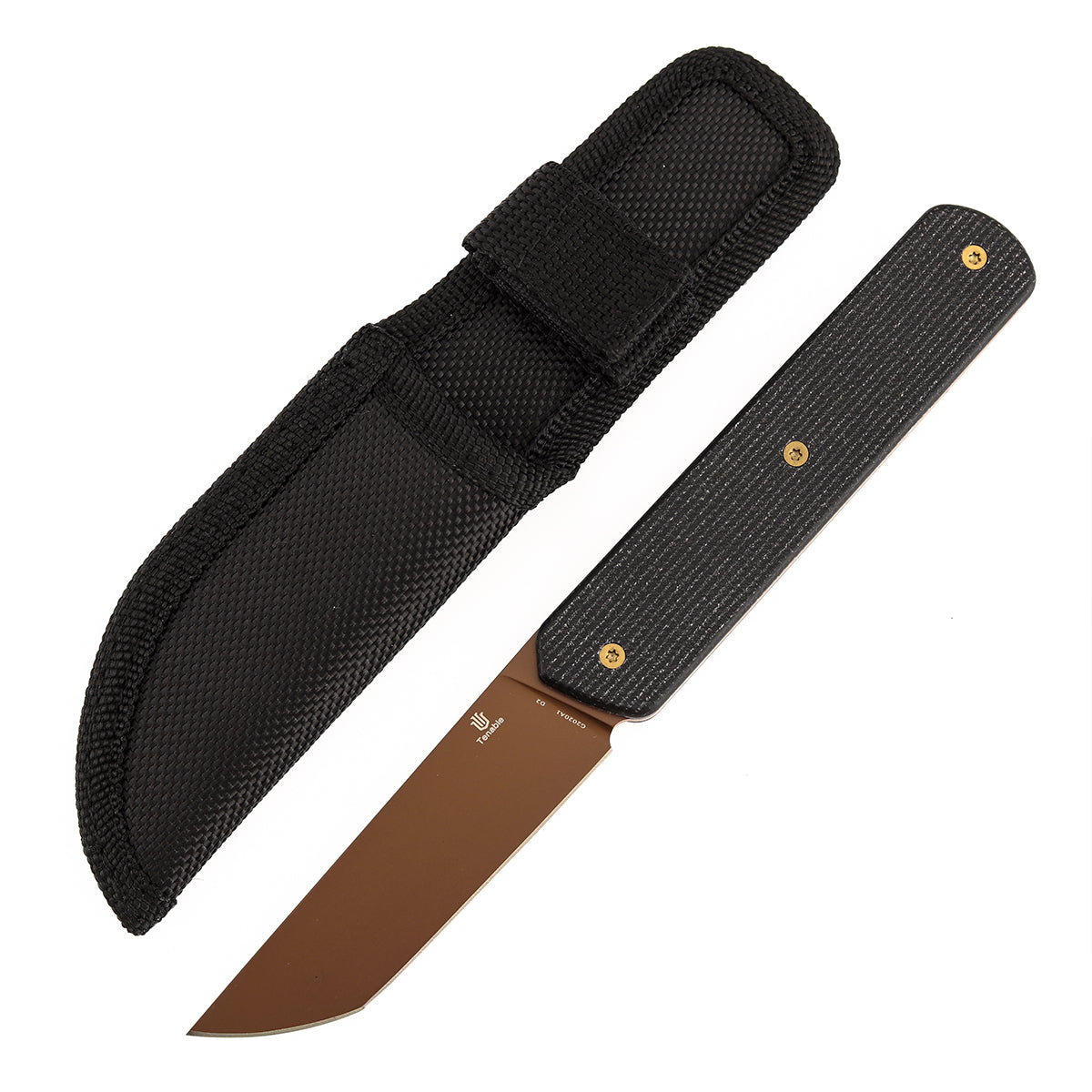 Tenable Foosa G2020A1 Rose Gold D2 Blade Black Micarta Handle Fixed Blade Knife