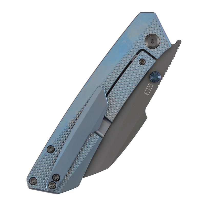 Navaja plegable Kansept Contra K1139A3 con hoja CPM-S90V y mango de titanio anodizado azul con cierre de marco