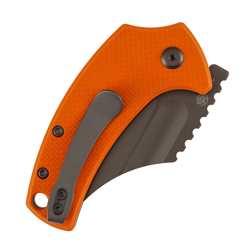 Kansept Wasp T2144F2 Gray TiCn Coated 154CM Blade Orange G10 Handle Button Lock Folding Knife