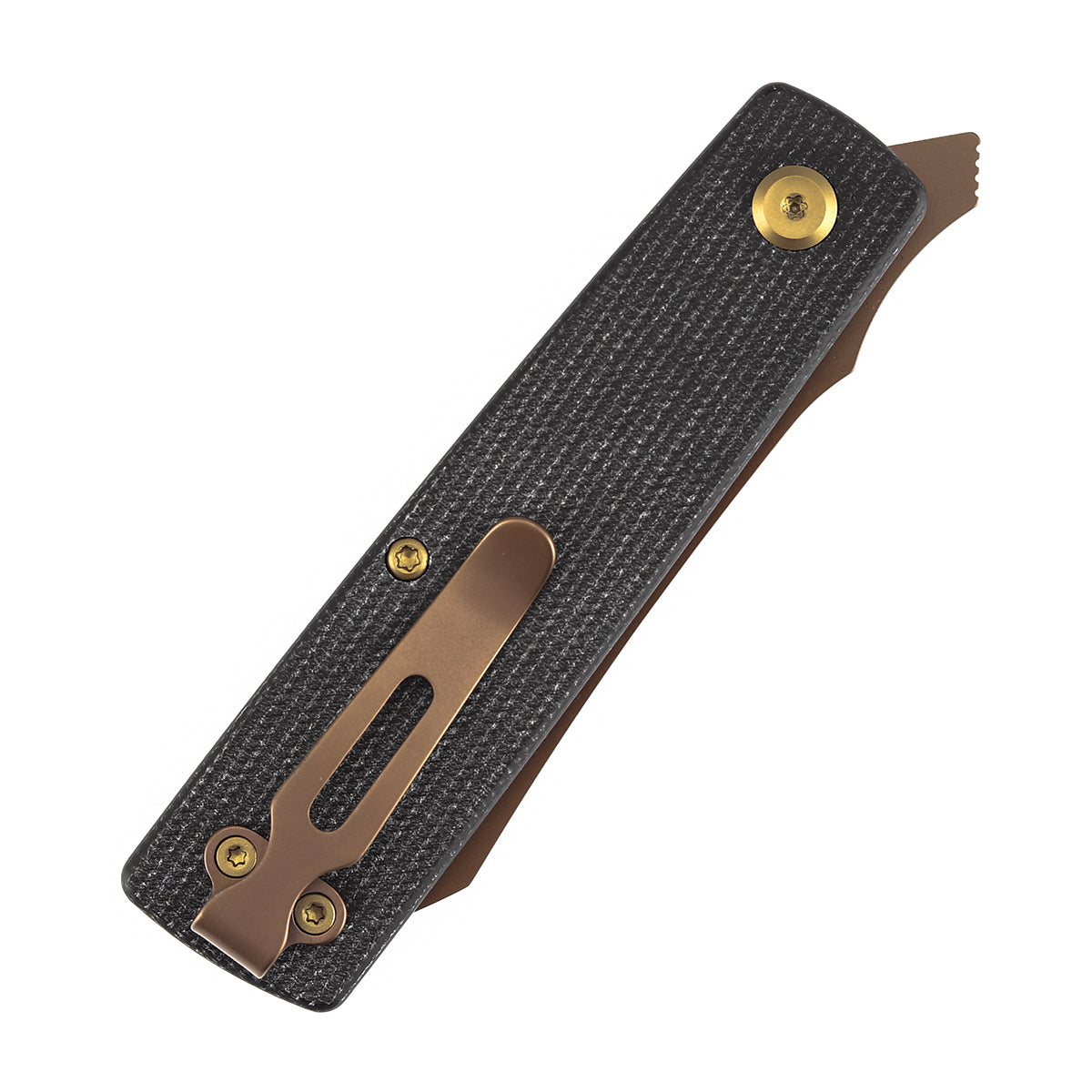Tenable Higonokami B2135A2 Rose Gold Coated D2 Blade Black Micarta Handle Liner Lock Folding Knife