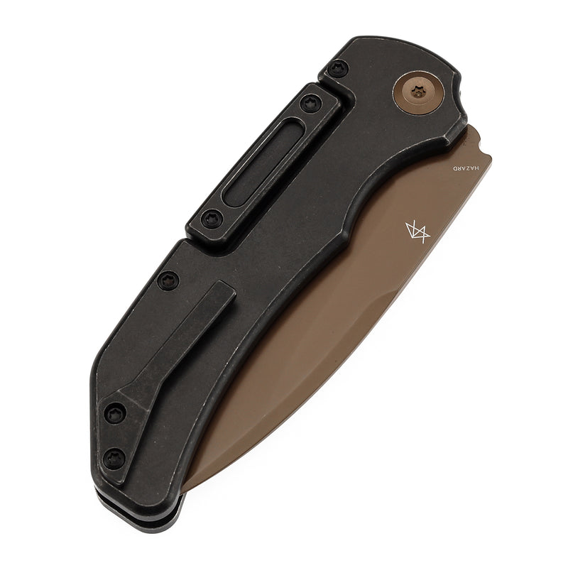 Kansept Hazard K1104H2P CPM-S35VN Blade Stonewashed Titanium Handle with training unsharpened blade Bali Lock Folding Knife