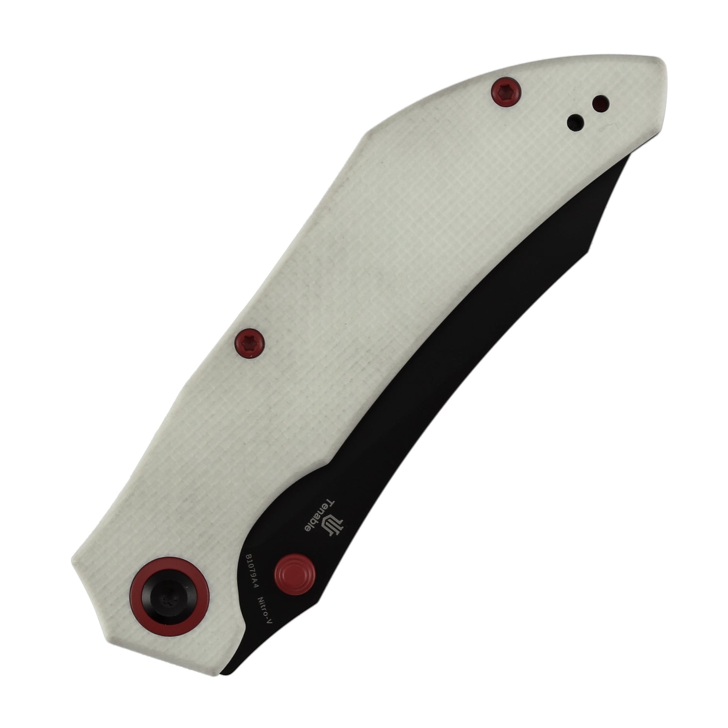 Tenable Tipper B1079A4 Blackwash Nitro-V Blade White G10 Handle Liner Lock Folding Knife