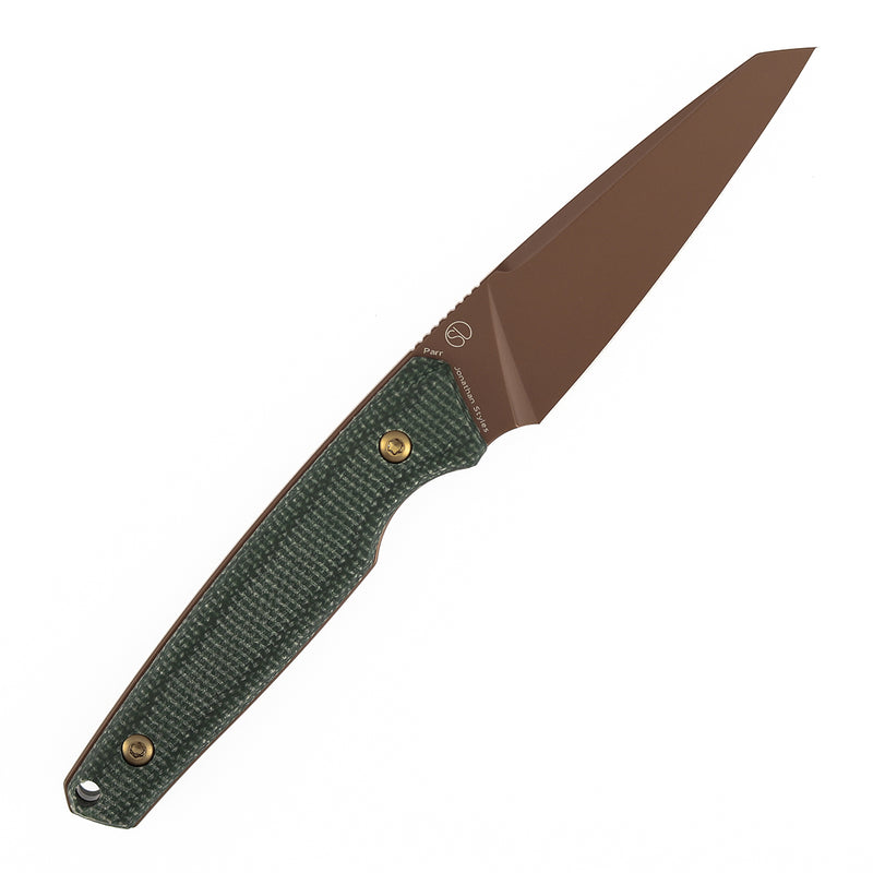 Kansept Parr G011A8 Rose Gold D2 Blade Green Micarta Handle Fixed Blade Knife